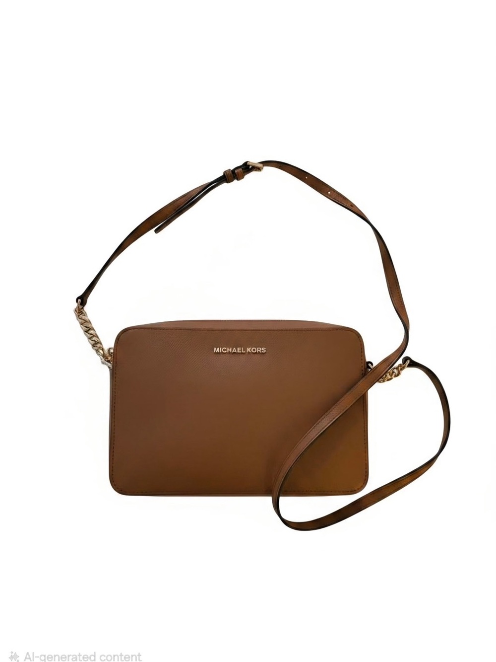 Michael Kors Brown Saffiano Crossbody with Gold Hardware